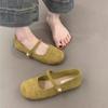 Retro Light Mouth Red Single Shoes Girl 2025 Spring New Gentle Fairy Suede Mary Jane Flat Women's Shoes