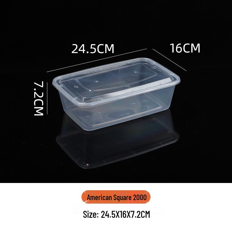 1000/1500ml Rectangular Disposable Food Container with Domed Lid - Thickened Transparent Takeout Box