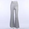 Office-lady High-waist Solid Bringht Silk Sports And Leisure Casual Straight Womens Trousers Sexy Loose  Flare Pants 30446