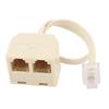 RJ11 6P4C Male To Female 2 Way Outlet Telephone Jack Line Splitter Adapter