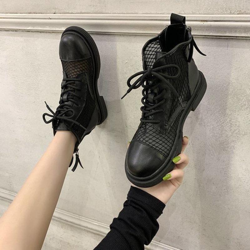 Female Ankle Boots Combat Footwear Mesh Booties Punk Style White Sandals Short Shoes For Women Chic Point Hot And Low Price With