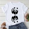 Simple Tshirt Casual Summer Cartoon Panda Kawaii Print Top Streetwear Women Harajuku Tshirt O Neck Casual Female T-Shirts