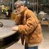 Japanese Retro Corduroy Cotton Coat for Men In Autumn and Winter Thickened Stand-up Collar Cotton Coat with Letter Labeling Cotton Jacket