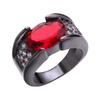 Ruby-Inlaid Black Gunmetal & Gold-Plated Rings for Men and Women - Perfect for Parties & Weddings.