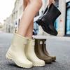 Fashion Outdoor Wearable Simple Women's Rain Boots Mid-tube Water Shoes Adult Rain Boots Waterproof Non-slip Thick-soled Water Shoes