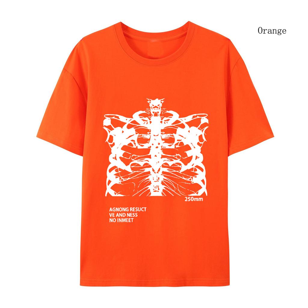 Women T-shirt Short Sleeve Streetwear Blsack Tops Skeleton Print Grunge Gothic Oversized T-shirt Streetwear Women's T-shirt