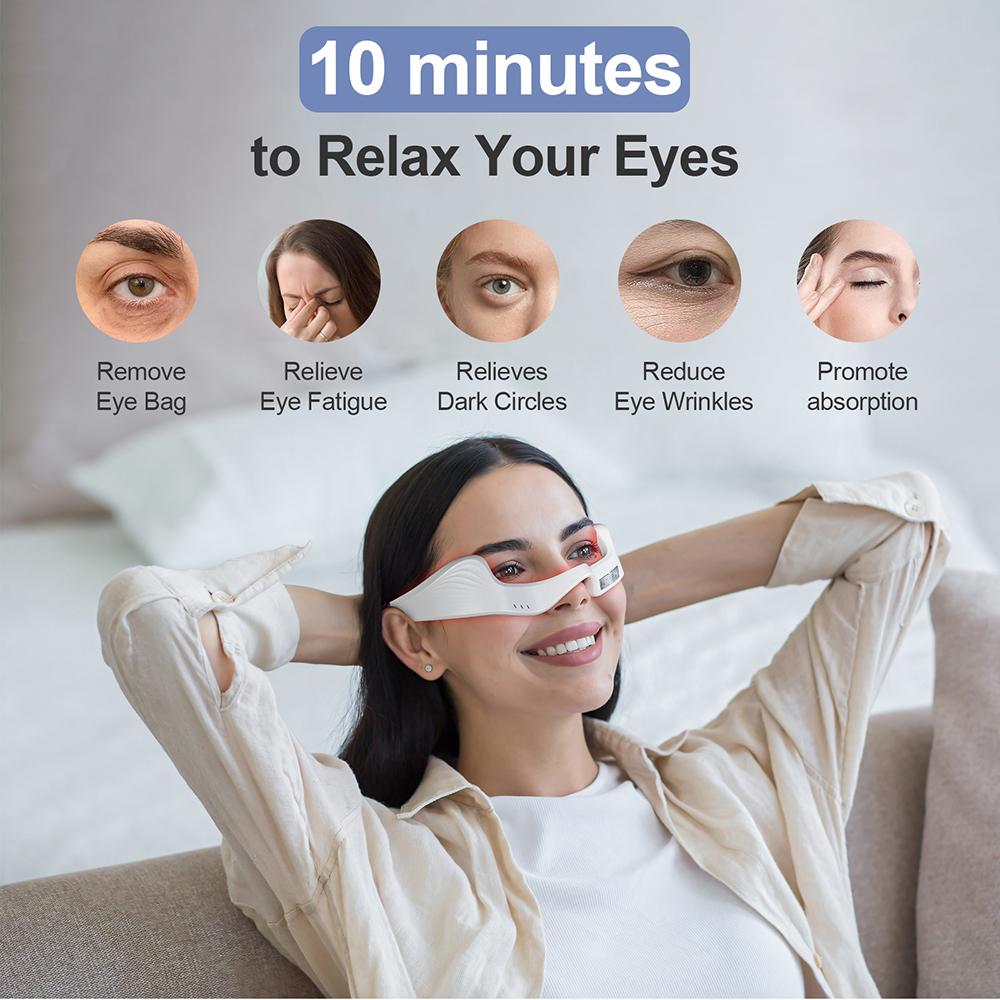 Electric Eye Massager Under-Eye Glasses Massager Eye Fatigue Relief Massager Red Light Relieves Eye Fatigue Eyes Massage Glasses
