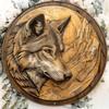Wood Premium Wolf Carving Wooden Sign with Golden Finish, Decorative Wall Hanger, Door Sign, Wreath Sign, Home Decor for Door, Wall, Home, Room