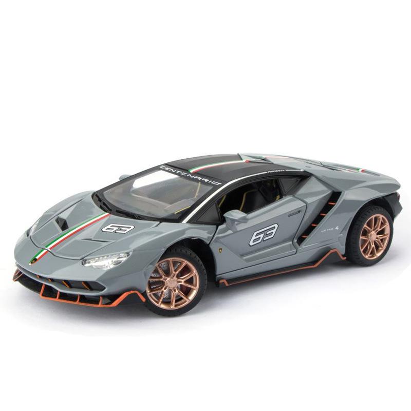 1/24 Scale LP770 Sports Racing Metal Model Diecast Car, Pull Back Vehicles with Light and Sound Toy Cars for Kids Age 3 Year and Up