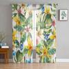 Natural Floral Leaves Exotic Sheer Curtain For Living Room Bedroom Voile Curtains For Window Organza Curtains Party Tulle Drapes