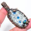 Natural K2 Azurite Gemstone Handmade Copper Wire Wrap Gift Pendant 2.76" O2Q37