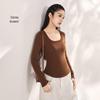 Women's Tencel Bamboo Fiber Long Sleeve Base Shirt with Chest Pad - Autumn/Winter Slimming Top