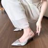 Su Yinyin Same Style~ 2025 Summer New High Heels Thin Heel Pointed Silver Versatile Bag Head Empty Cool Single Shoes