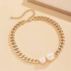 Niche Personality Imitation Pearl Necklace Clavicle Chain Women'S Jewelry Trend Geometric Thick Chain Simple Necklace