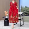 Elegant Long Dresses with Sleeves Plus Size Casual Loose Short Sleeve Vintage Dress for Women Summer Clothes