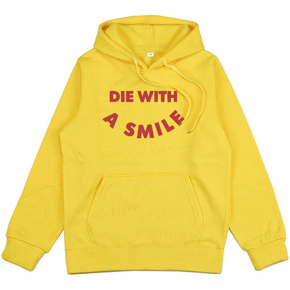 Hip Hop Streetwear Die with A Smile Bruno Mars Lady-Gaga Hoodies Unisex Winter Graphic Sweatshirt Fashion Men Women Tops