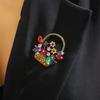 Flower Basket Brooch Hollow Out Colorful Rhinestone Flower Leaf Retro Suit Coat Collar Hat Scarf Clothes Pin Prom Party Garment Jewelry