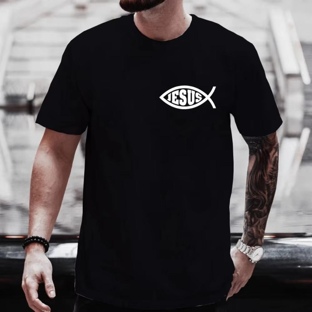 Men T Shirts Jesus Fish Christ Graphic T-Shirt for Men Women Tops Short Sleeve Tees Streetwear Plus Size Y2k Clothing