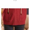 Women's Sweater Knitted Cardigan Stylish Color Blocked Short Hooded Sweater Zipper Sweater Jacket