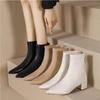 Pointed Toe Women's Ankle Boots Fashion Back Zippers Short Botas Ladies Elegant Square High Heel Winter Women's Footwear 2024