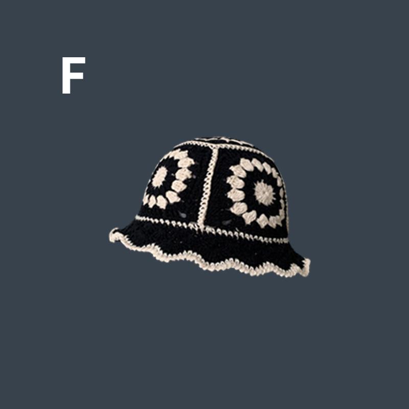 2024 Flower Crochet Bucket Hat Women Summer Handmade Knit Beanies INS Y2k Korean Fashion Panama Cap
