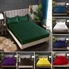 High-End Solid Color Satin Silk Bedsheet Fitted Sheet Mattress Cover Elastic Band Bed Sheet Bedding Set