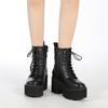Autumn and Winter Thick Heel Martin Boots Rivet Trend Front Lace-Up Side Zipper Women's Boots
