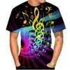T-shirts with 3D Prints of Summer Music Notes, Men's Casual Streetwear, Oversized Round Neck Short Sleeved T-shirts, T-shirts, Clothing