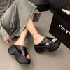 Fashion Versatile Thick-soled Temperament Cool Slippers Women's 2025 Spring Small Height Increase Lightweight One-word Sandals Explosion