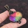 Rainbow Solar Quartz Druzy Copper Wire Wrapped Pendant Rainbow Moonstone Pendant Copper Jewelry Gemstone Pendant For Women Handmade Jewelry