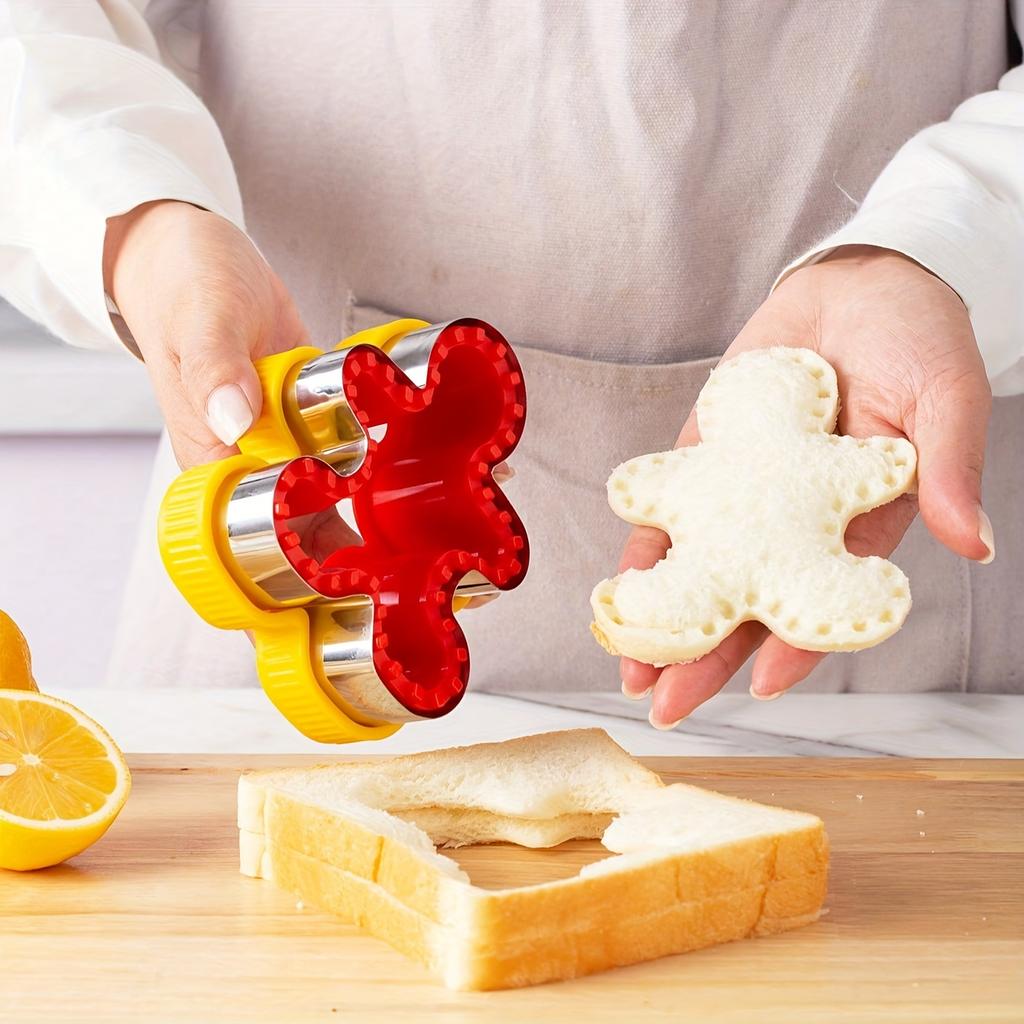 2Pcs Christmas Tree Gingerbread Man Sandwich Cutter Stainless Steel Cookie Bread Sealer DIY Breakfast and Lunch Baking Tools