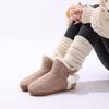 Fashion Comwarm Fur Fuzzy Snow Boots For Women Knit Plush Winter Slippers Non-slip Furry Flat Ankle Boots Warm Fluffy House Cotton Shoes