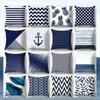 Creative Blue Collection Pillowcase Square Sofa Pillowcase Striped Plaid Cushion Cover