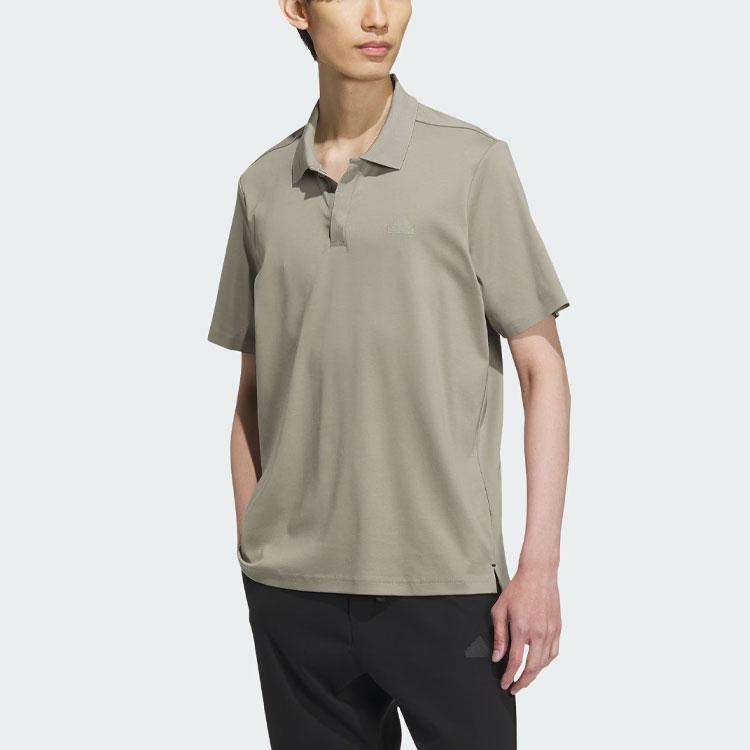 Adidas Short Sleeve Polo Shirt Solid Color Logo Sports Casual Men Tops Pebble-Grey IS4949