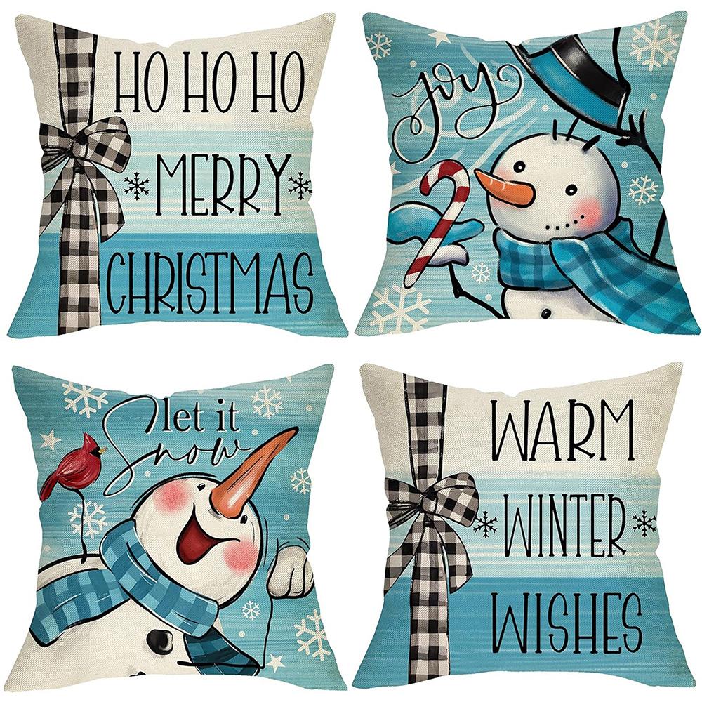 Merry Christmas Decoration Pillowcase Soft and Comfortable Snowman Pillow Cover Sofa Cushion Suite Home Decoration Gift