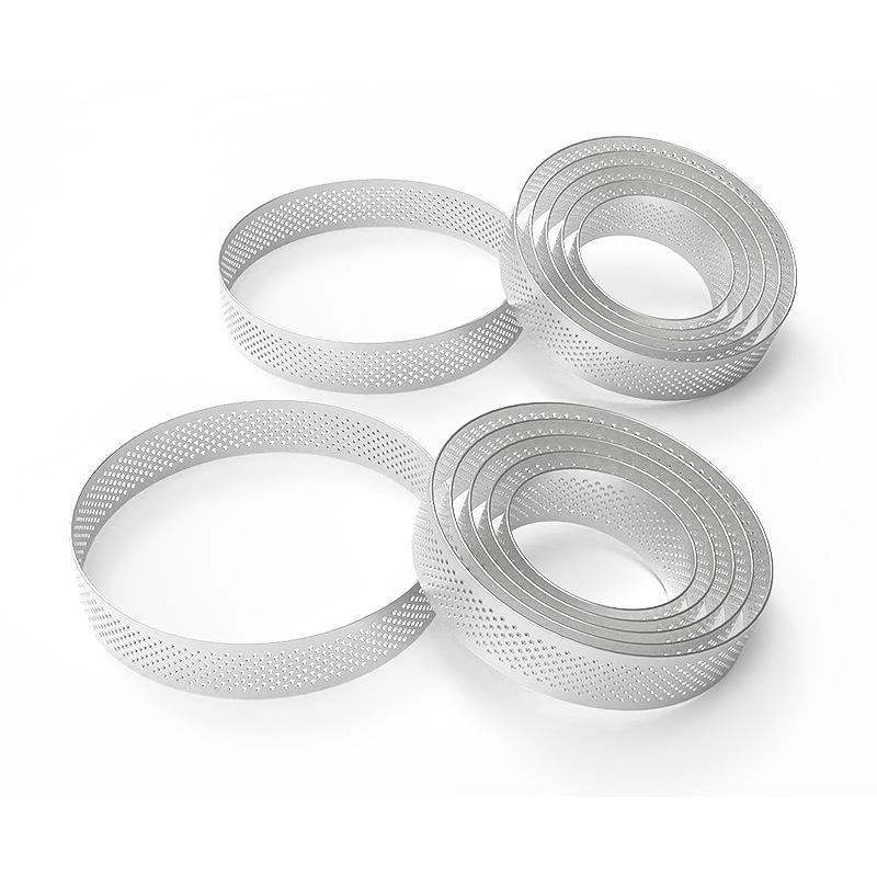Stainless Steel Perforated Tart & Mousse Ring - Round Baking Mold & Cookie Cutter, Multi-Size