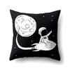 Astronaut Polyester Pillow Case Style Floral Print Peach Leather Velvet Pillow Case Creative Moon Car Waist Cushion Cover