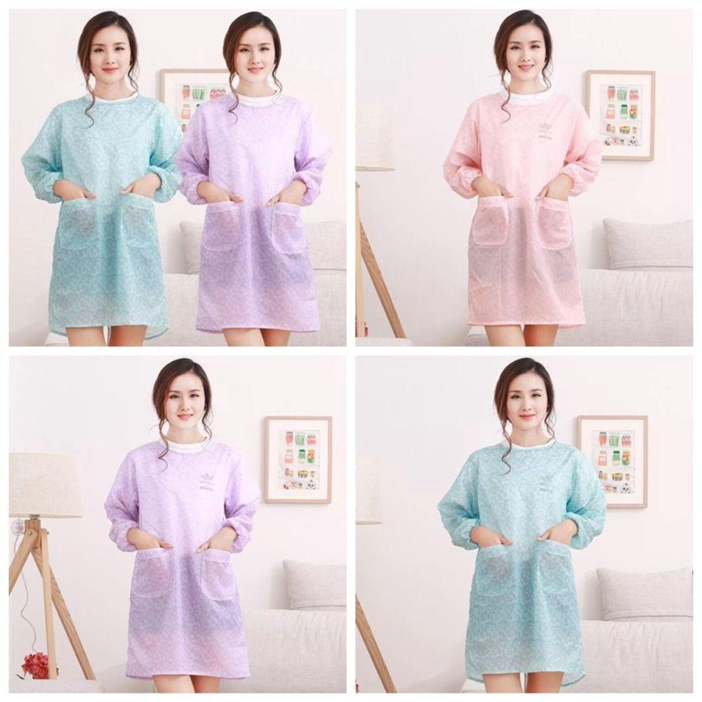 Polyester Long Sleeve Apron Oil Resistant Kitchen Long-Sleeved Smock Waterproof Apron Canteen