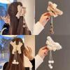 Tassel Bow Plush Hair Clip - Autumn/Winter Fashion Accessory