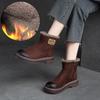 Winter Plush Warm Short Boots Retro Comfortable Genuine Leather Solid Color Versatile Women's Shoes