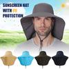 Unisex Summer UV Protection Fishing Cap Wide Brim Breathable Mesh Outdoor Fishing Climbing Hiking Sun Hat with Neck Flap