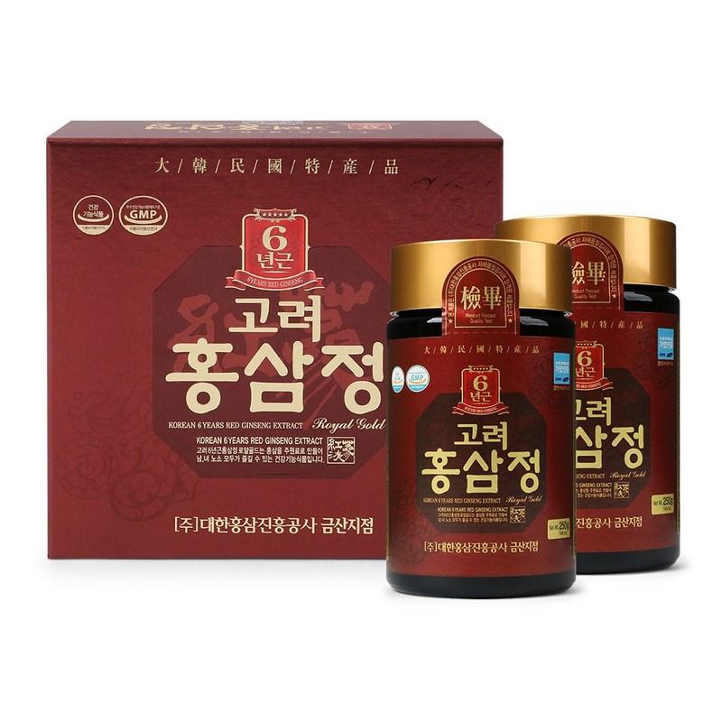 Korea Red Ginseng Promotion Corporation 6-year-old Korean Red Ginseng Extract Royal Gold 250g 2 Bottles, 250g, 2 Units