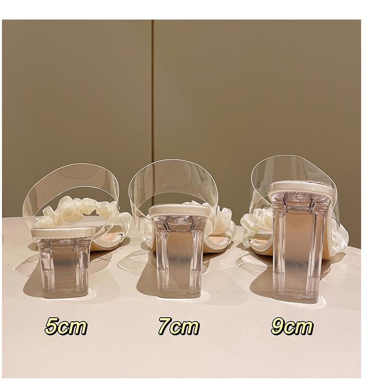 Fashion Transparent Crystal Slippers with High Heels5cm~9cm Fashion Sandals, Summer Beach Casual Thick High Heels Sandals, Women's Shoes