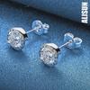 925 Sterling Silver Round AAA Zircon Piercing Earrings Fashionable Wedding Jewelry