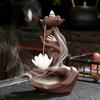 1 Set Incense Burner Elegant Design Hand Lotus Shape Backflow Incense Holder with 10