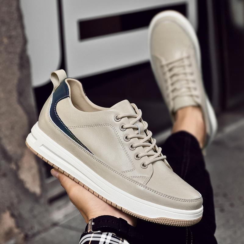 Fashion New Male Casual Sneakers Men Genuine Leather Treking Shoes Fashion Mens Leisure Walk Shoes Classic Retro Style Business Footwear