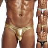 Men's Stretch Tights Hot Gold Leather Faux Leather Sexy Briefs