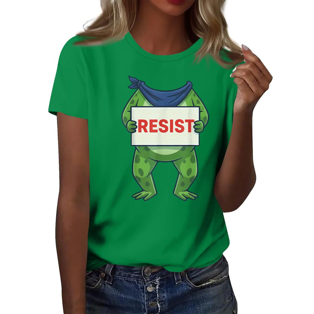 Women's Printed Round Neck Short Sleeve Top