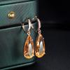 Golden Orange Dripping Zirconia Copper Earrings | Minimalist Waterdrop Gemstone Jewelry for Daily Luxe