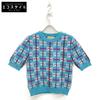 23AW 731583 XKC1H Blue Wool Gold Button GGx Check Half Sleeve Knit Pullover Tops XS blueUsed
